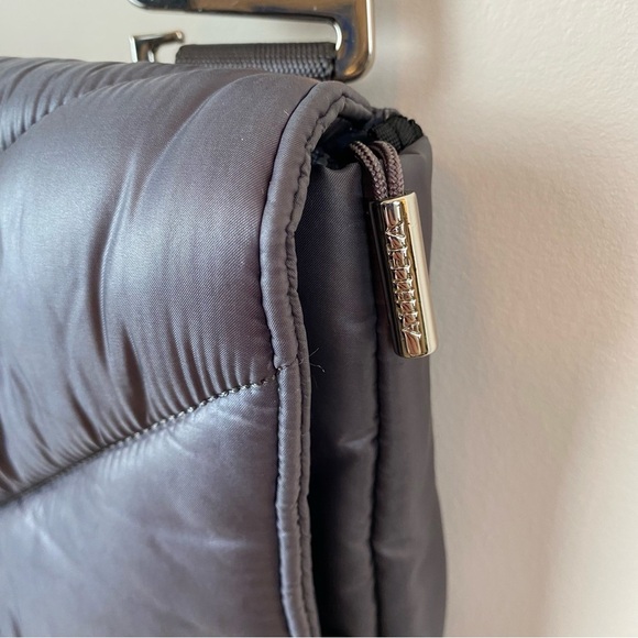 Caraa X Athleta Puffer Grey Satin Lightweight Crossbody Bag - Picture 11 of 12